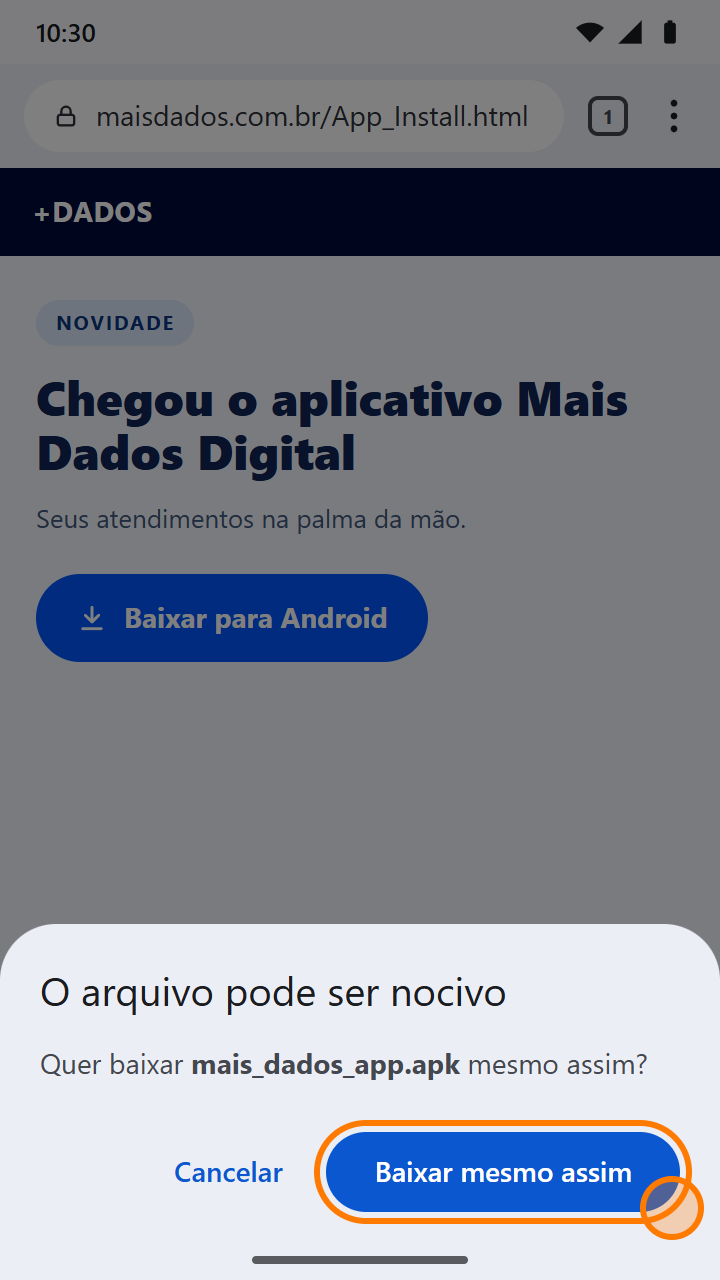 Aviso do Chrome perguntando se quer baixar o arquivo mesmo assim