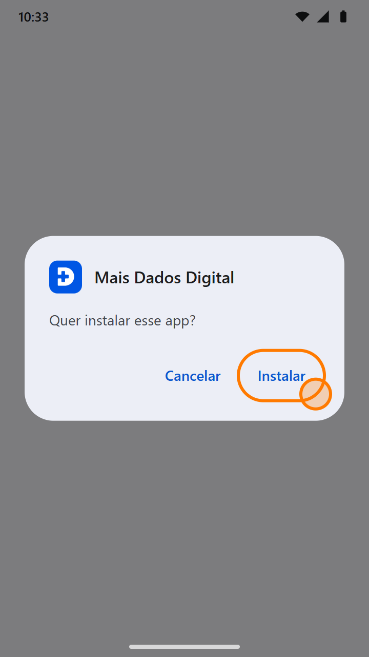 Pergunta Quer instalar esse app, com o botão Instalar destacado