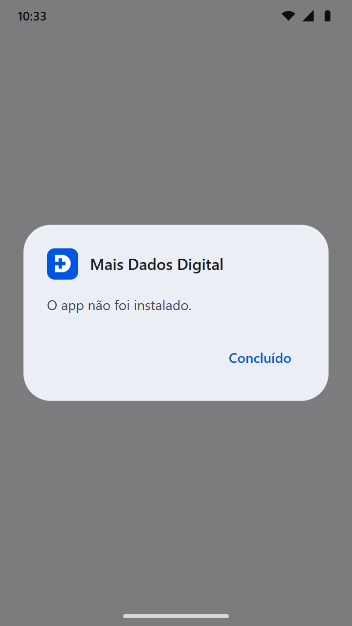 Mensagem O app não foi instalado