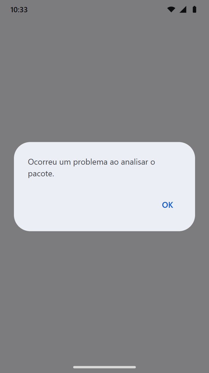 Mensagem Ocorreu um problema ao analisar o pacote