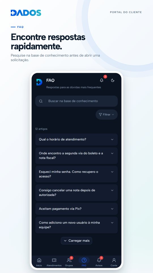Busca na base de perguntas frequentes